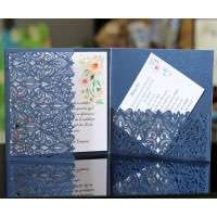 Dark Blue New Wedding Card Square Laser Cut Invitation Holiday Blessing Card